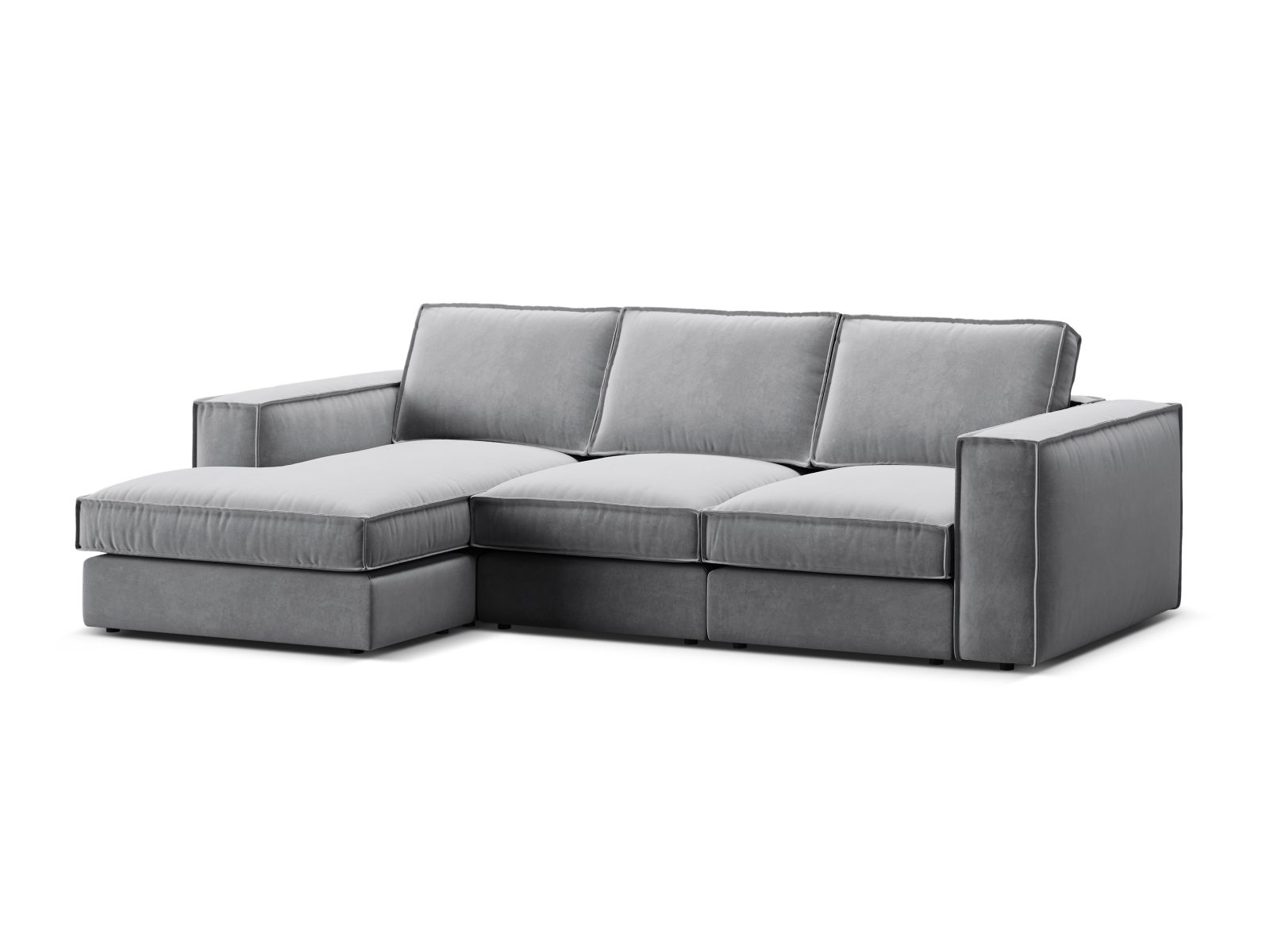 Velvet Modular Left Corner Sofa, "Pola", 3 Seats, 284x158x88