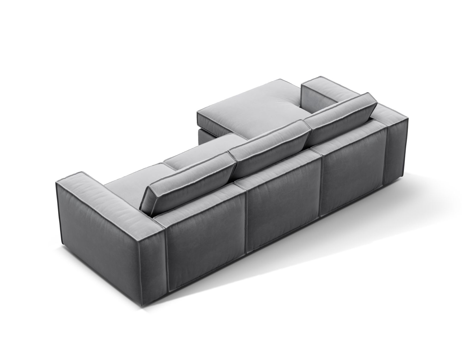 Velvet Modular Left Corner Sofa, "Pola", 3 Seats, 284x158x88