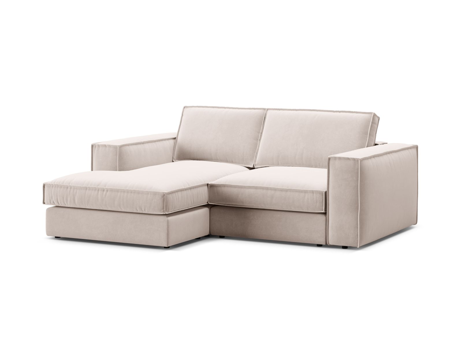 Velvet Modular Left Corner Sofa, "Pola", 2 Seats, 226x158x88