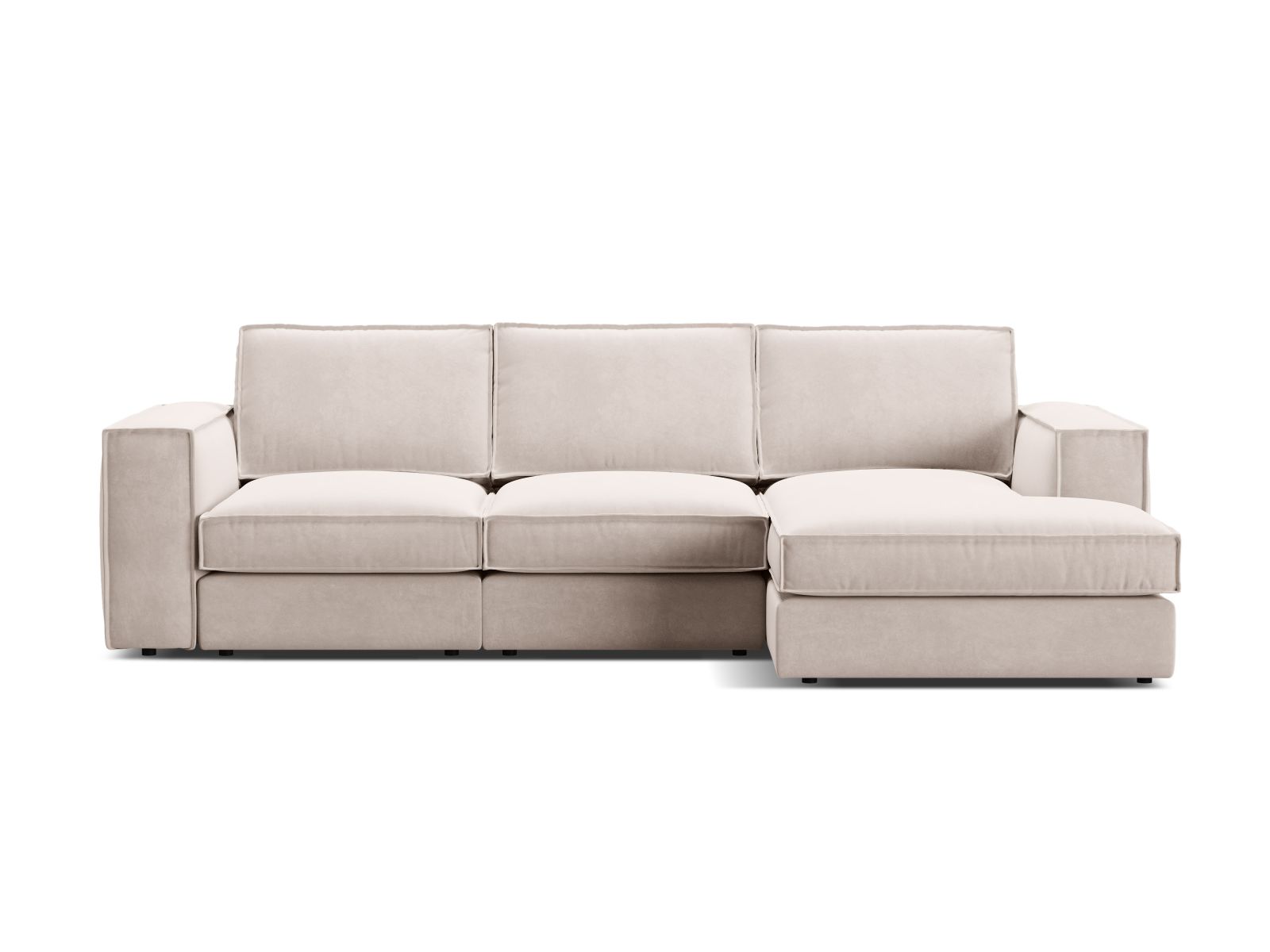 Velvet Modular Right Corner Sofa, "Pola", 3 Seats, 284x158x88