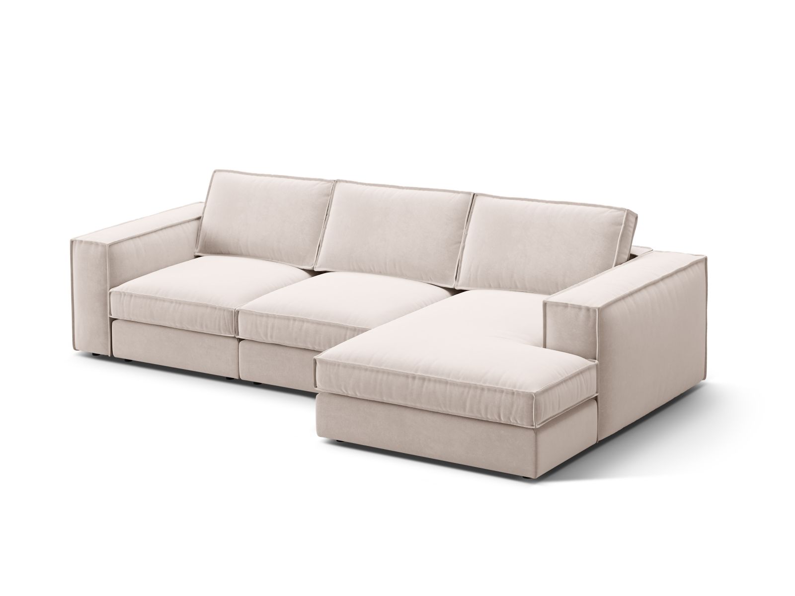 Velvet Modular Right Corner Sofa, "Pola", 3 Seats, 284x158x88