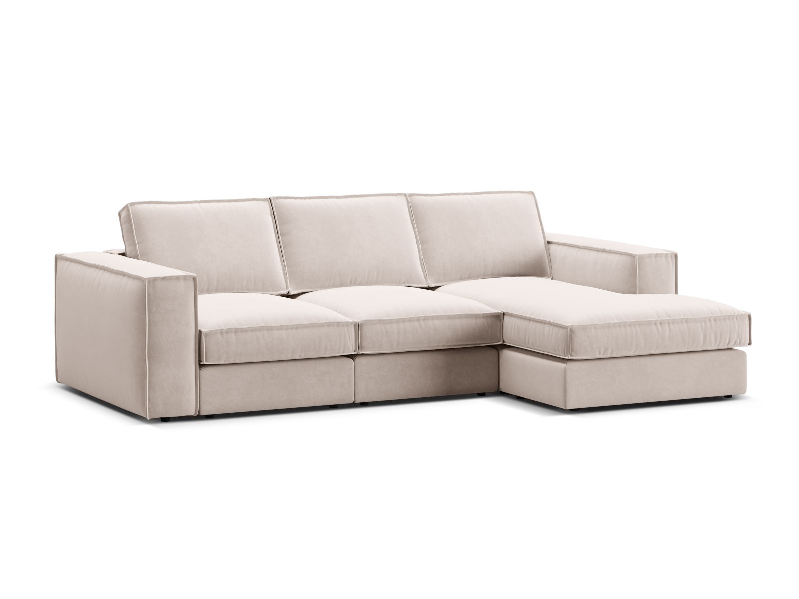 Velvet Modular Right Corner Sofa, "Pola", 3 Seats, 284x158x88