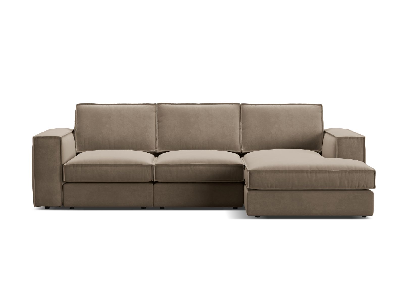 Velvet Modular Right Corner Sofa, "Pola", 3 Seats, 284x158x88