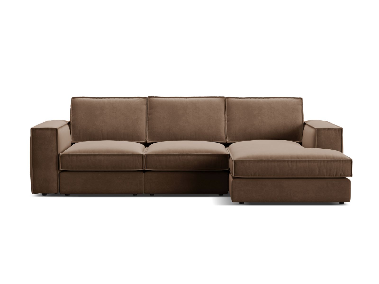 Velvet Modular Right Corner Sofa, "Pola", 3 Seats, 284x158x88