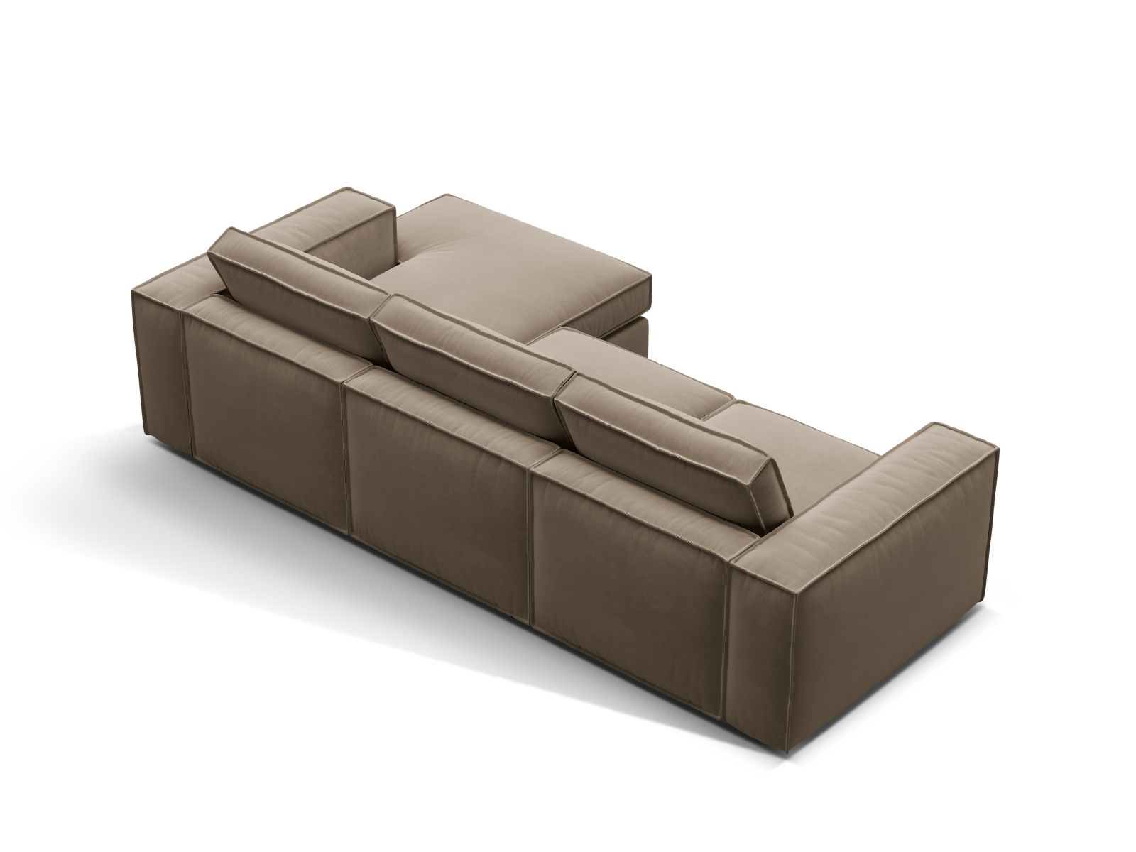 Velvet Modular Right Corner Sofa, "Pola", 3 Seats, 284x158x88