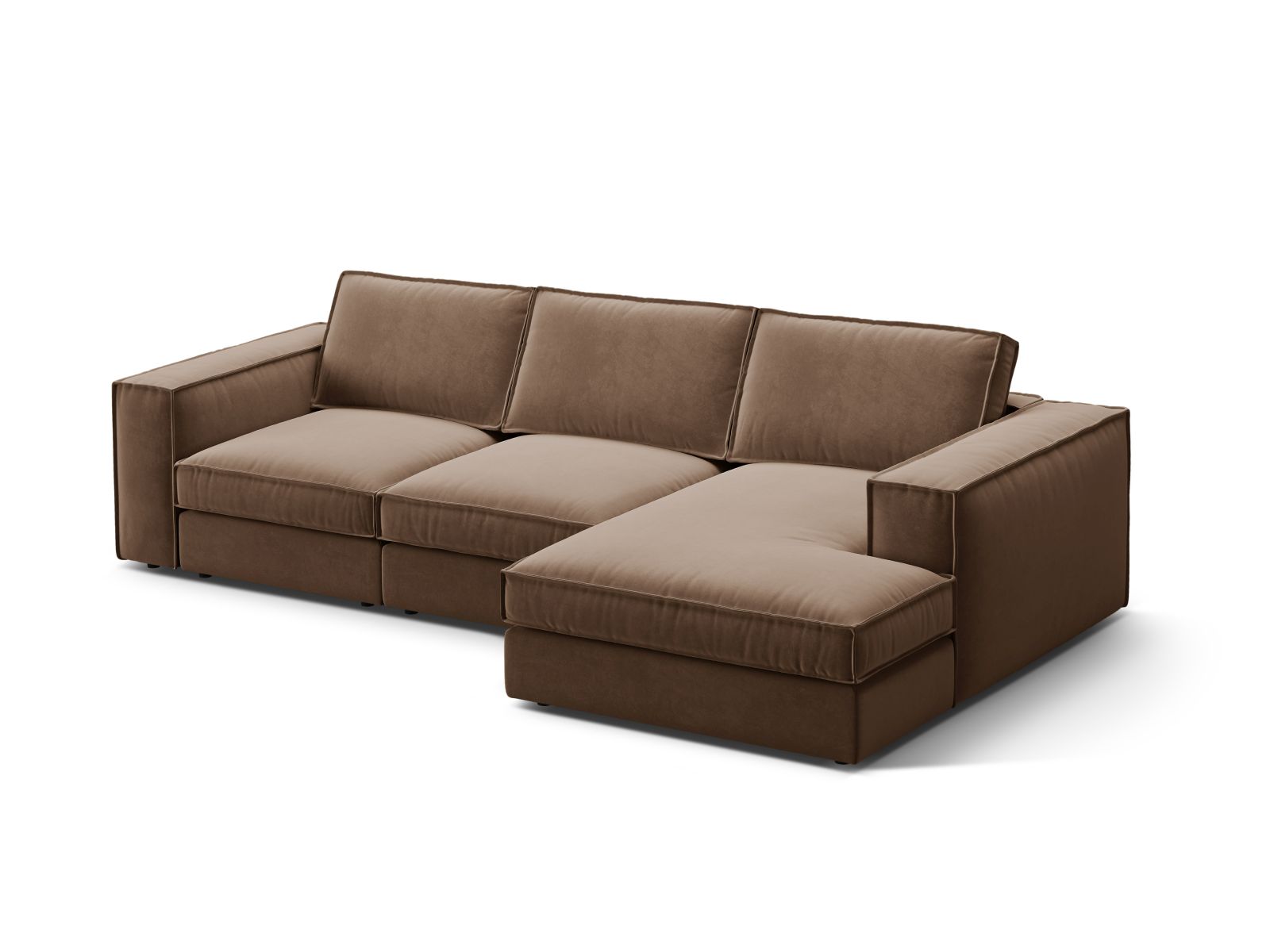 Velvet Modular Right Corner Sofa, "Pola", 3 Seats, 284x158x88