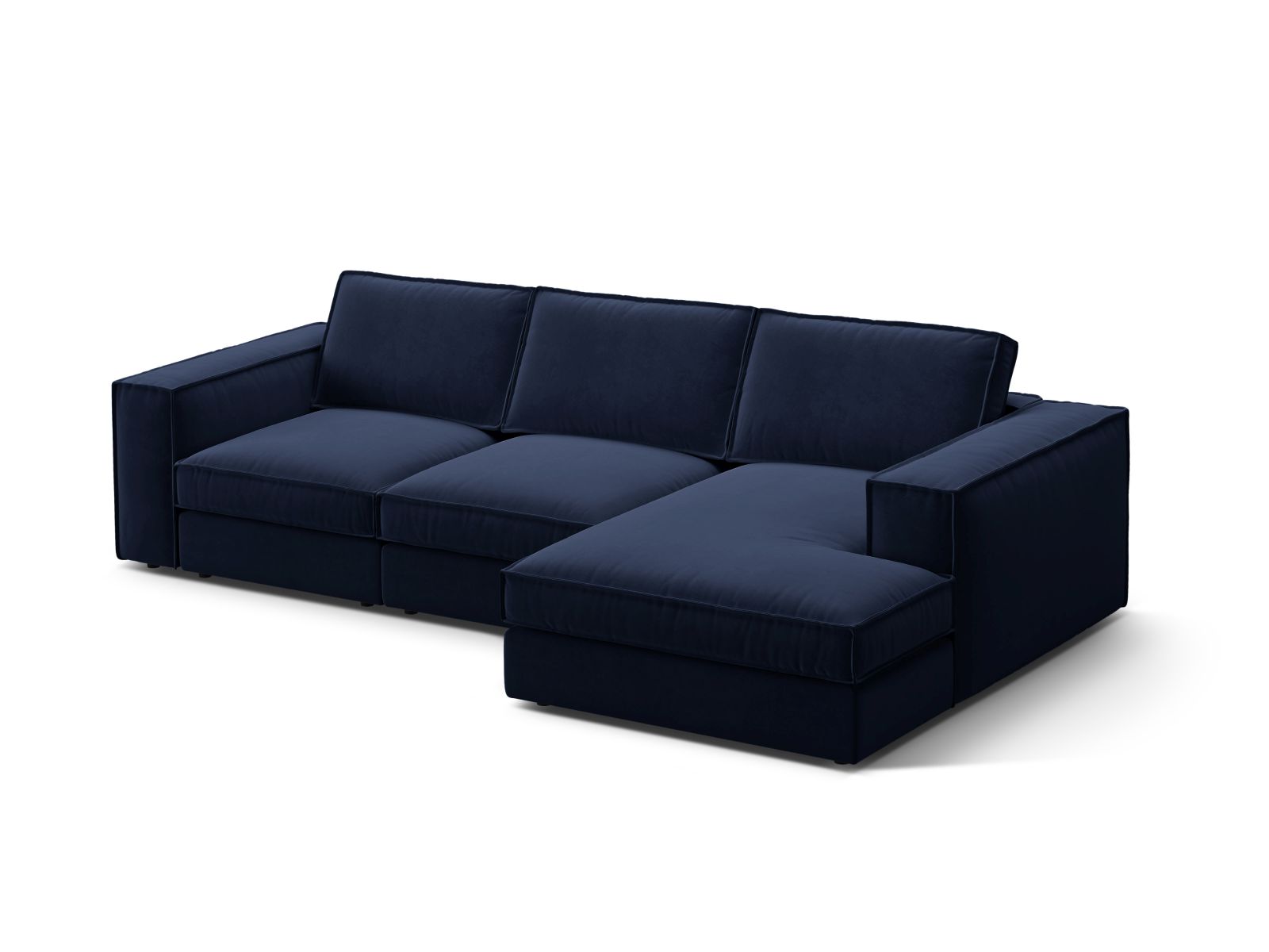 Velvet Modular Right Corner Sofa, "Pola", 3 Seats, 284x158x88