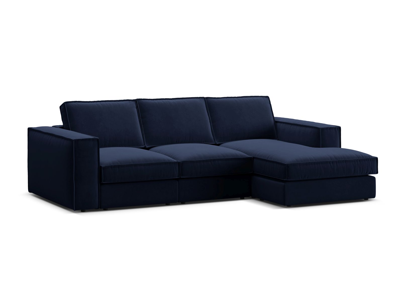 Velvet Modular Right Corner Sofa, "Pola", 3 Seats, 284x158x88
