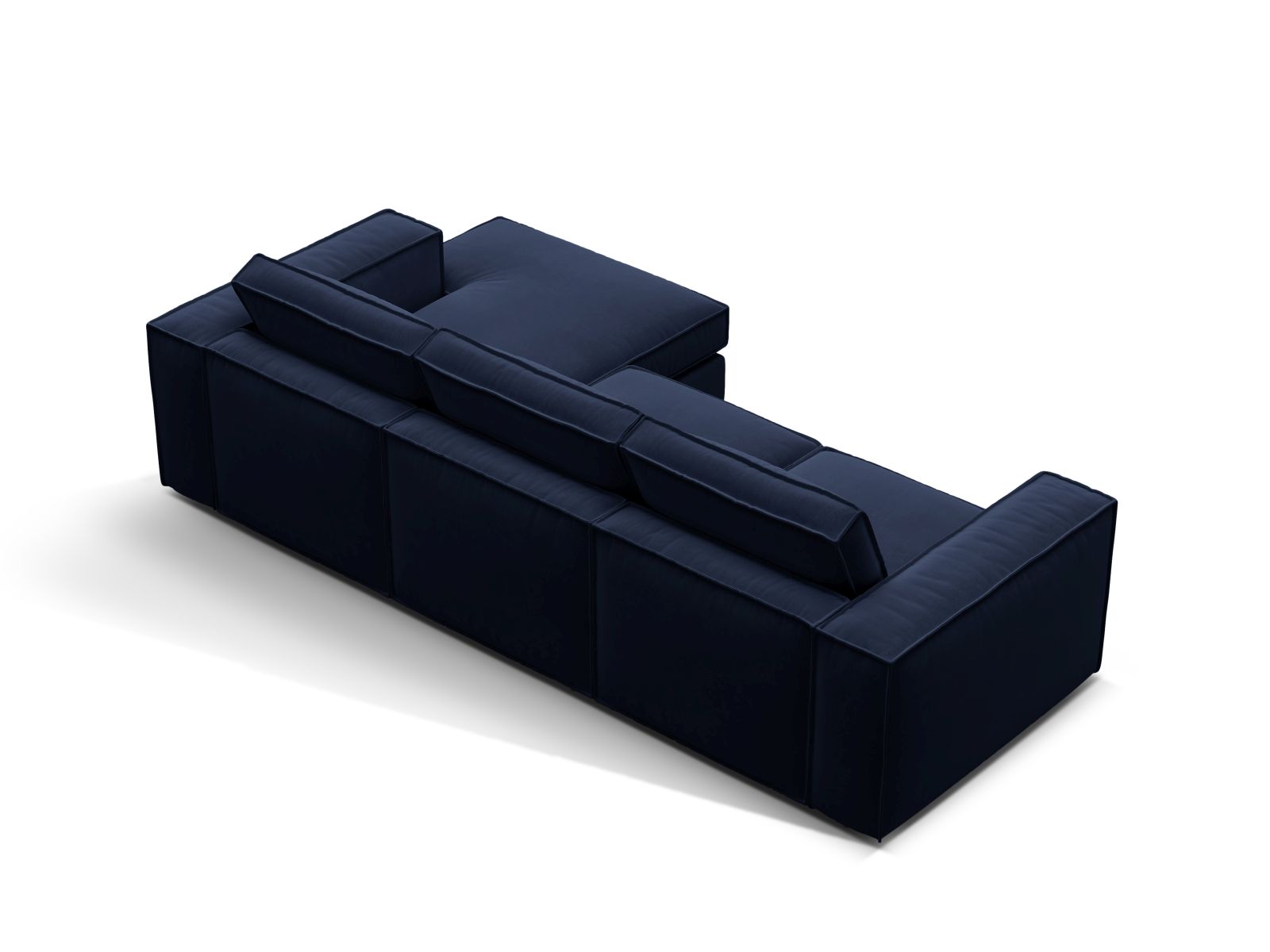 Velvet Modular Right Corner Sofa, "Pola", 3 Seats, 284x158x88