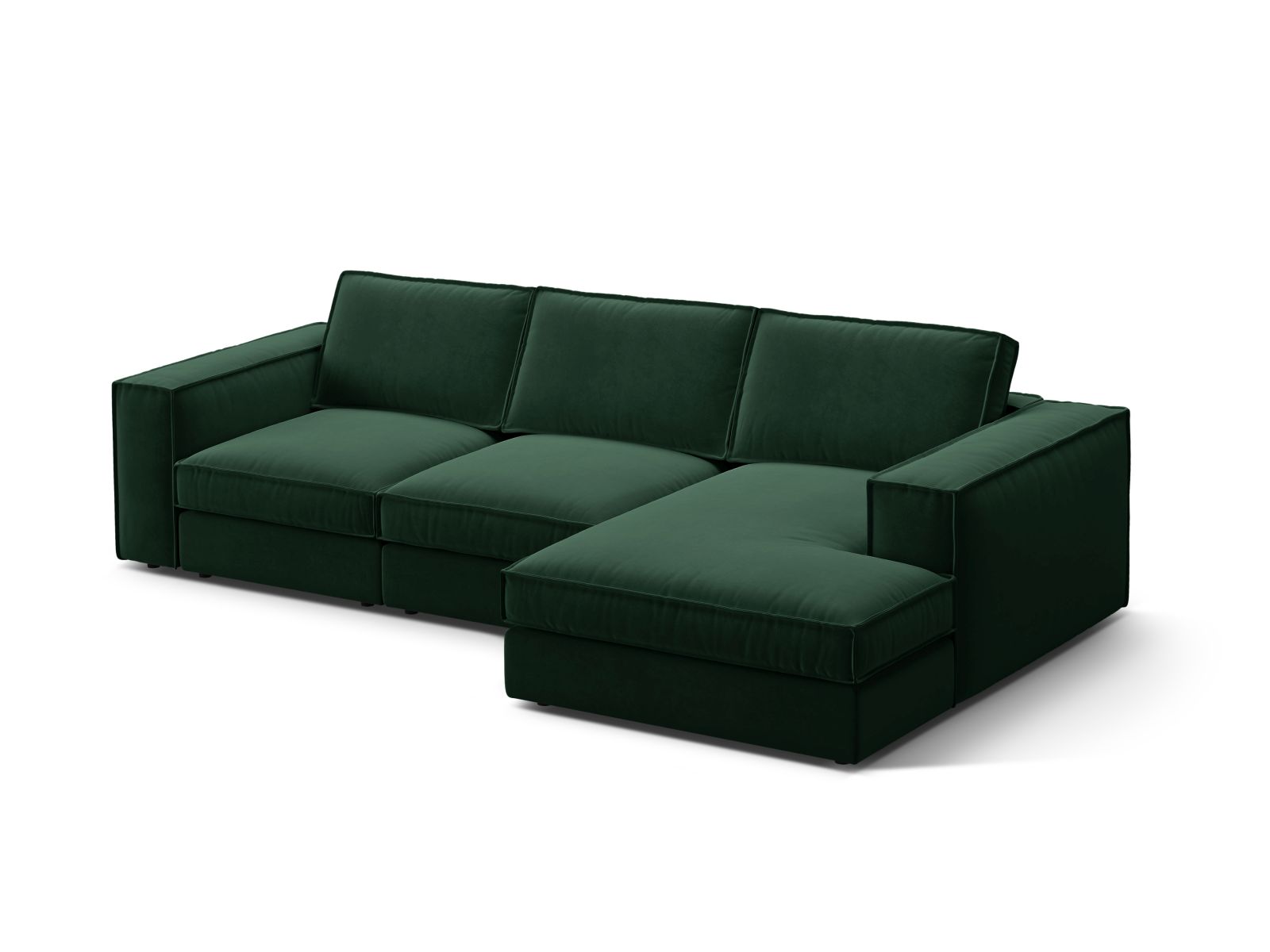 Velvet Modular Right Corner Sofa, "Pola", 3 Seats, 284x158x88