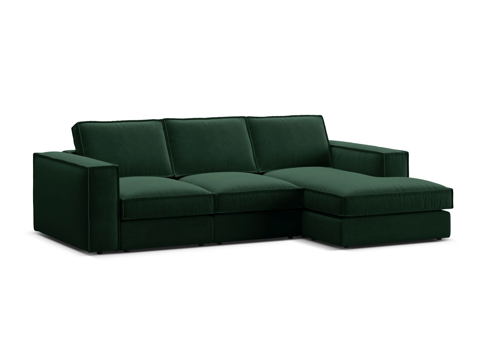 Velvet Modular Right Corner Sofa, "Pola", 3 Seats, 284x158x88