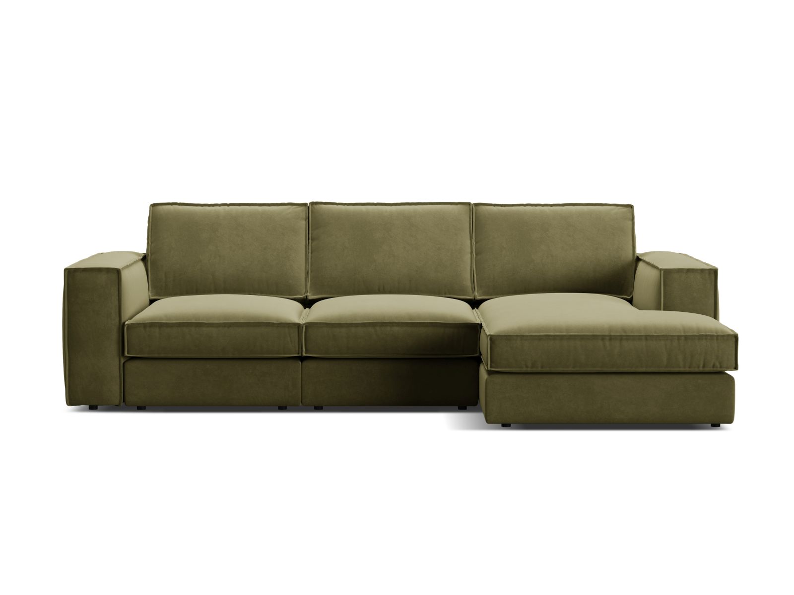 Velvet Modular Right Corner Sofa, "Pola", 3 Seats, 284x158x88
