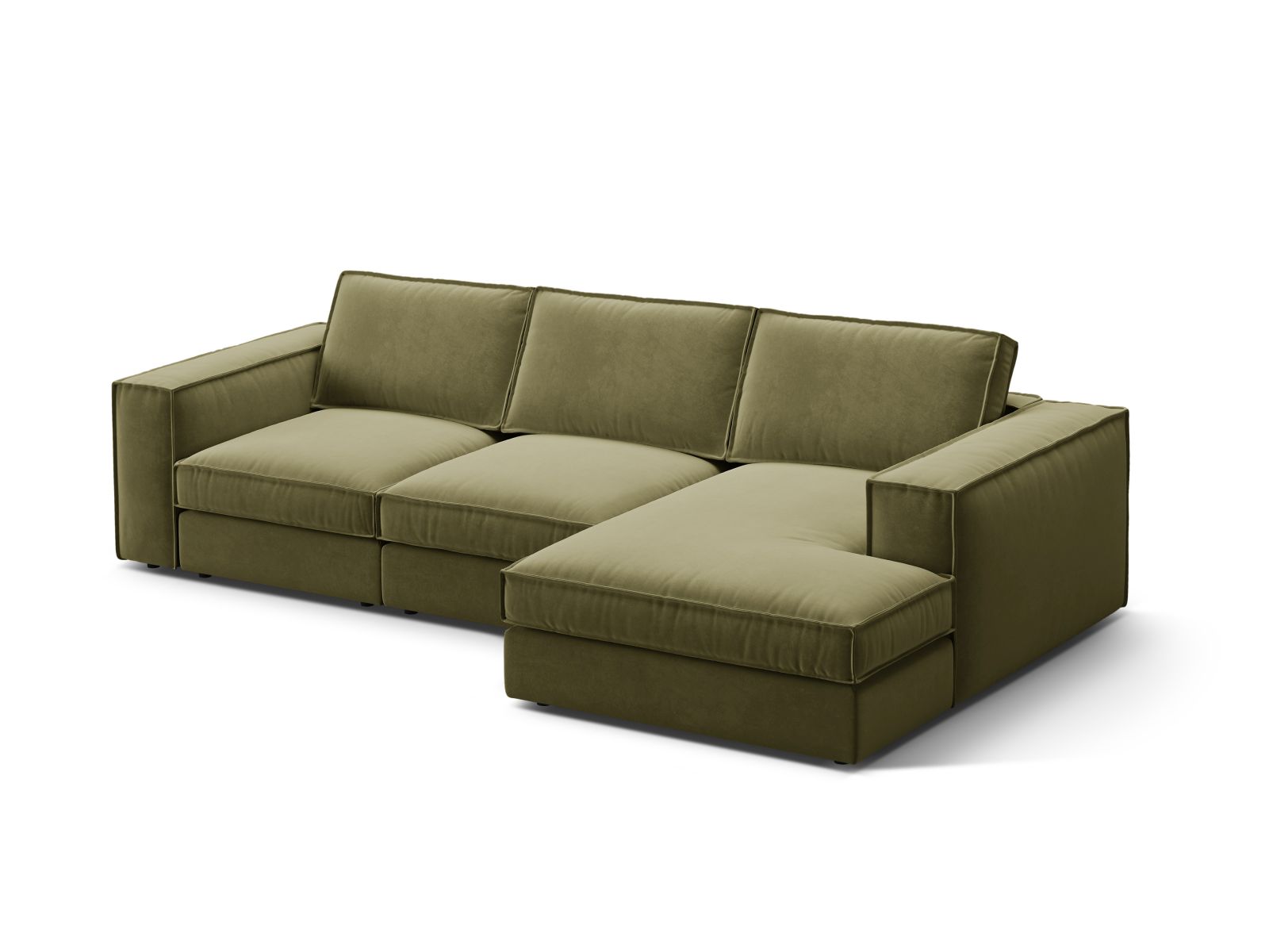 Velvet Modular Right Corner Sofa, "Pola", 3 Seats, 284x158x88