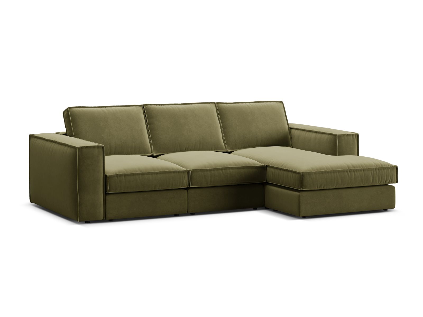 Velvet Modular Right Corner Sofa, "Pola", 3 Seats, 284x158x88