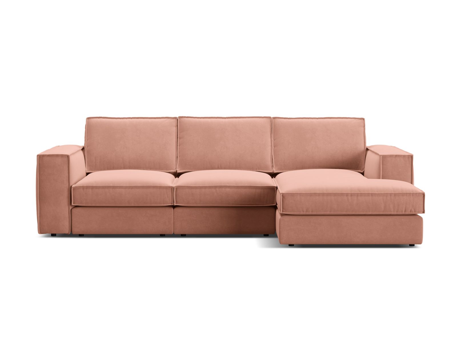 Velvet Modular Right Corner Sofa, "Pola", 3 Seats, 284x158x88