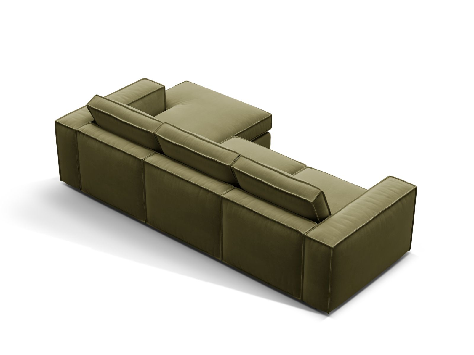 Velvet Modular Right Corner Sofa, "Pola", 3 Seats, 284x158x88