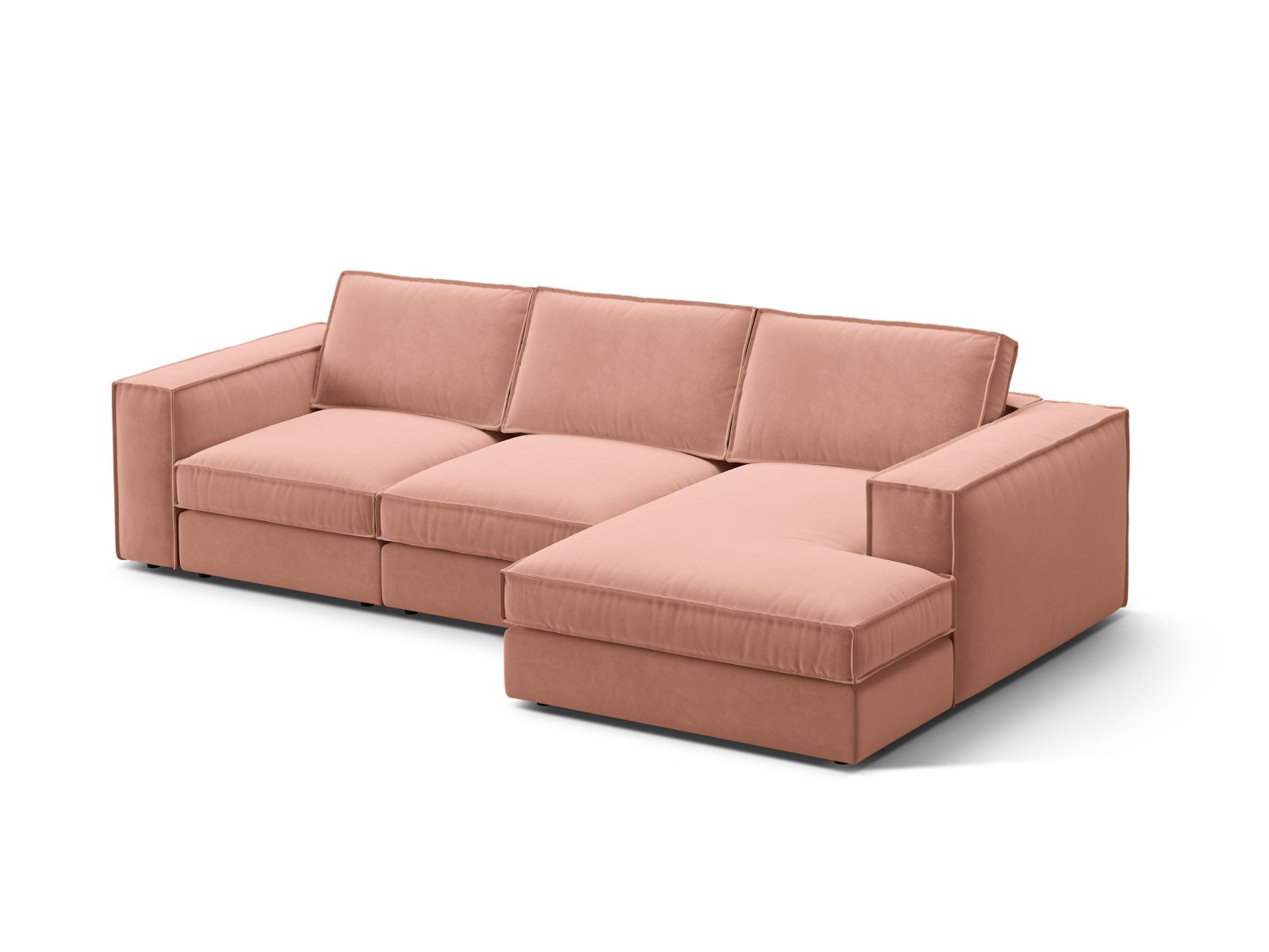 Velvet Modular Right Corner Sofa, "Pola", 3 Seats, 284x158x88
