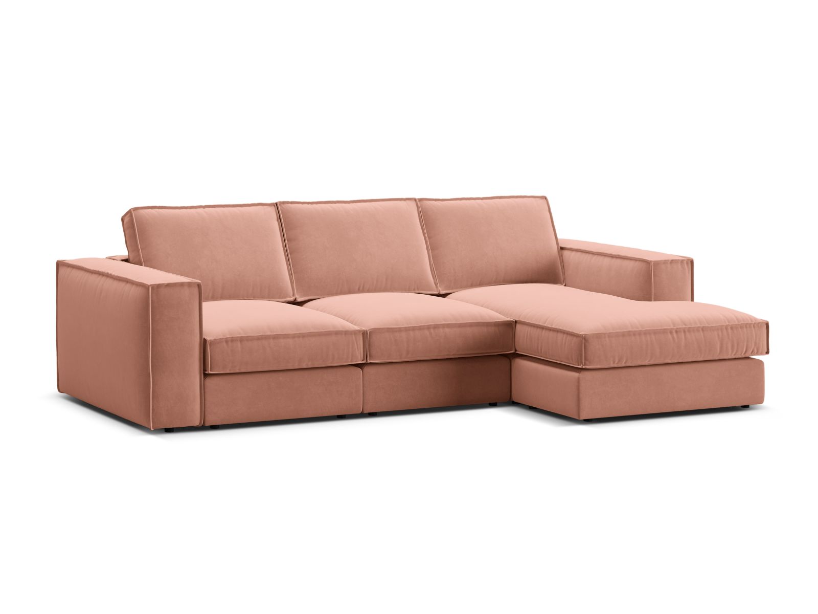Velvet Modular Right Corner Sofa, "Pola", 3 Seats, 284x158x88