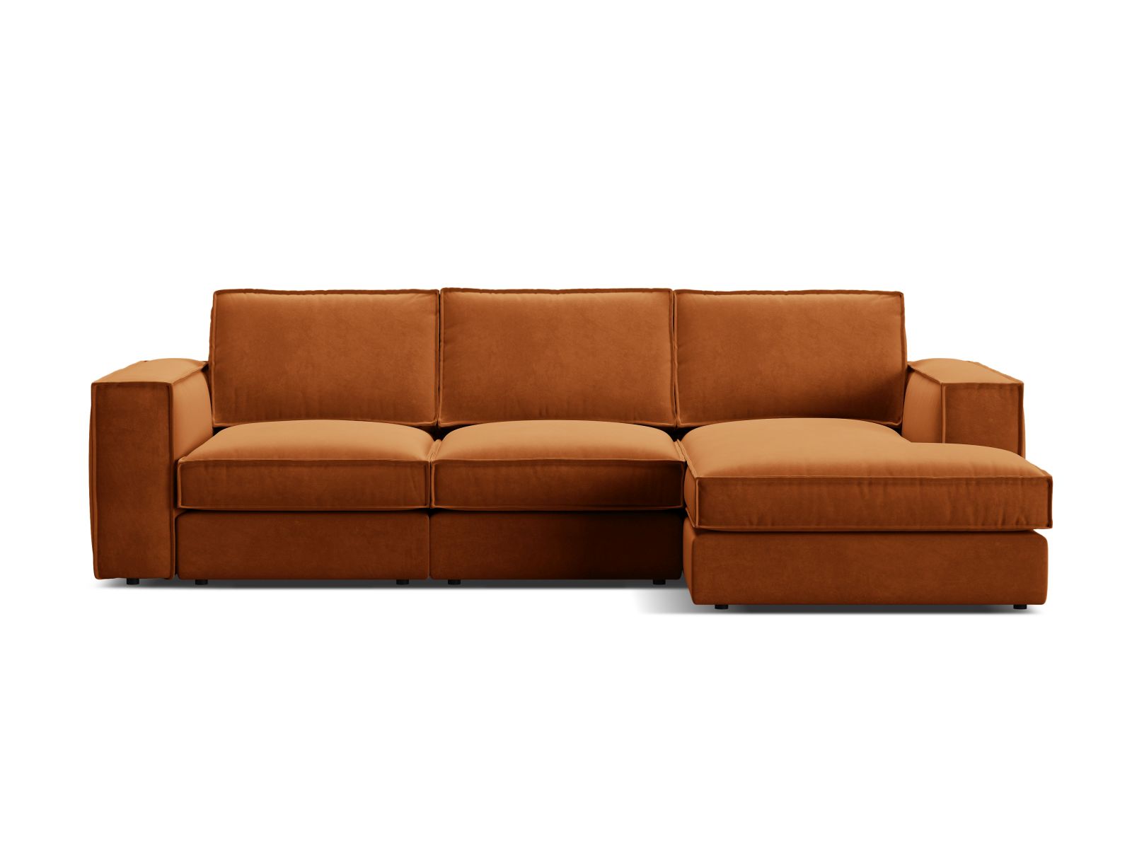 Velvet Modular Right Corner Sofa, "Pola", 3 Seats, 284x158x88