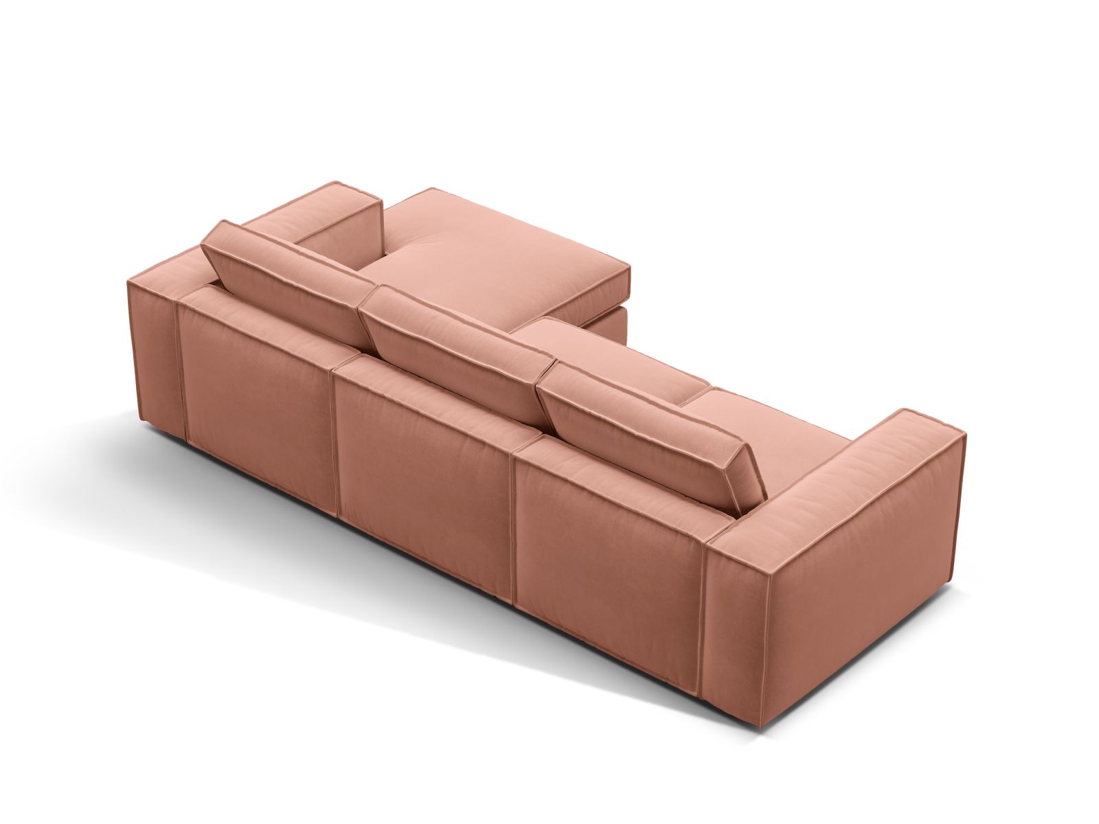 Velvet Modular Right Corner Sofa, "Pola", 3 Seats, 284x158x88