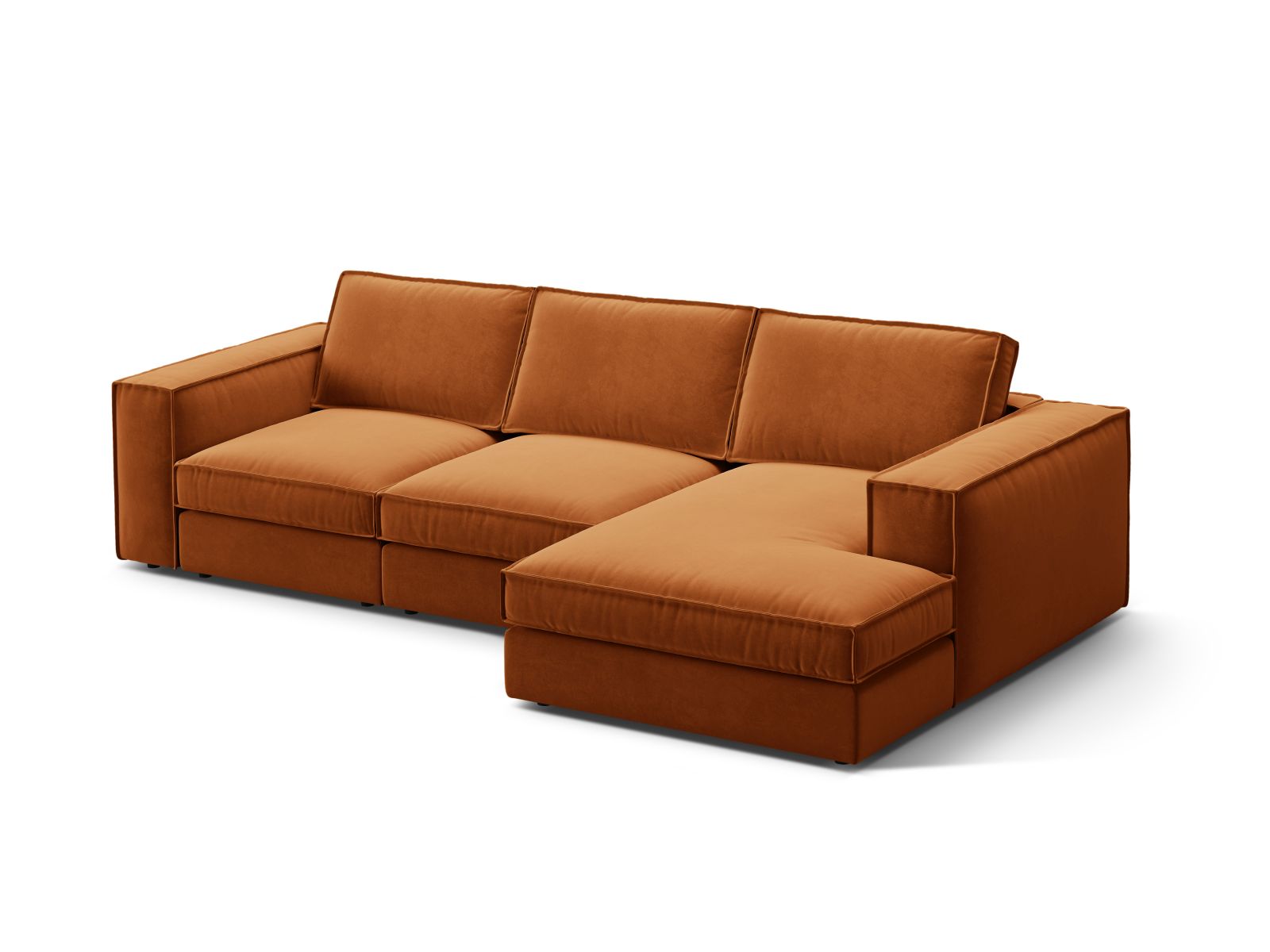 Velvet Modular Right Corner Sofa, "Pola", 3 Seats, 284x158x88
