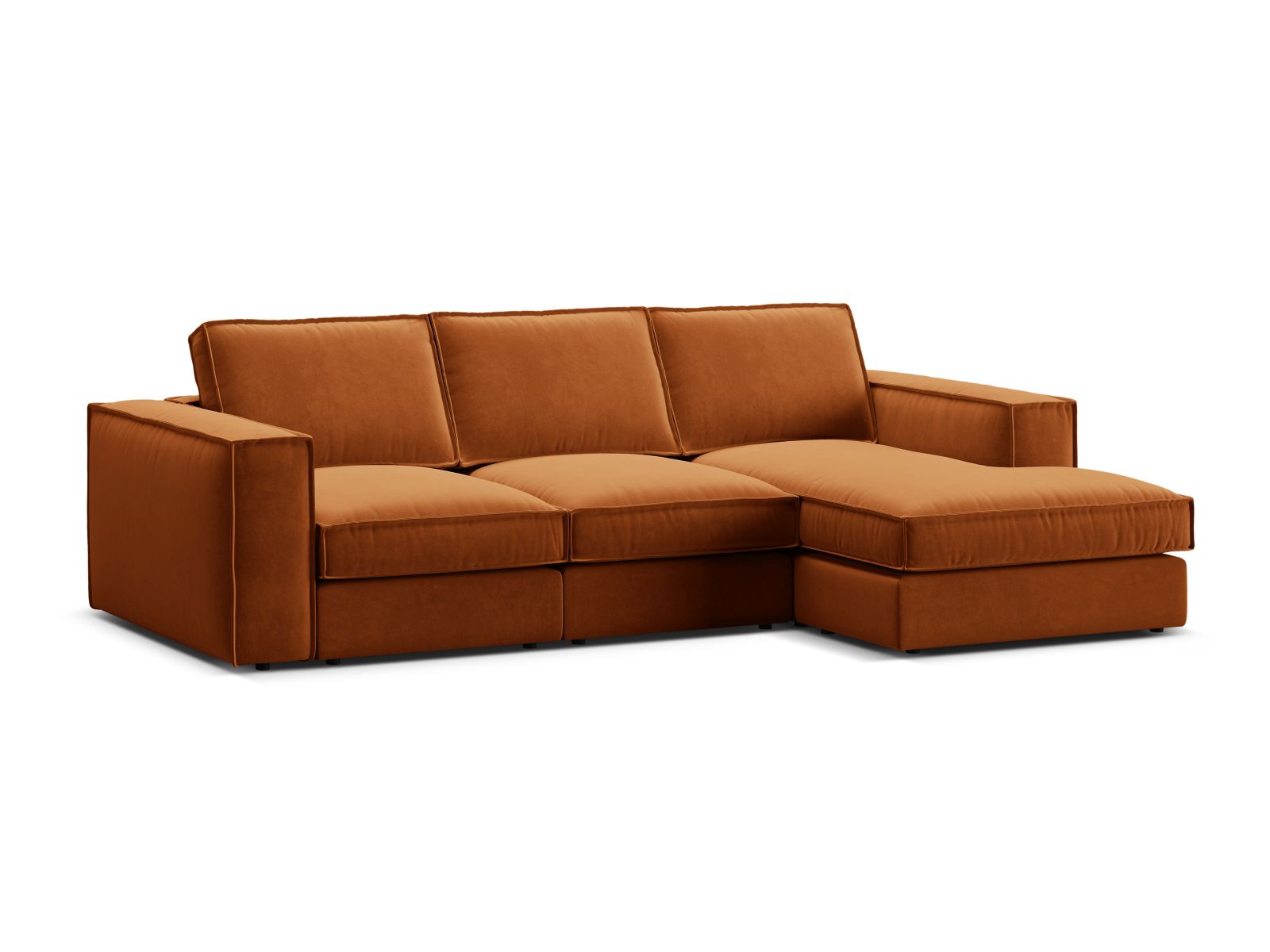Velvet Modular Right Corner Sofa, "Pola", 3 Seats, 284x158x88