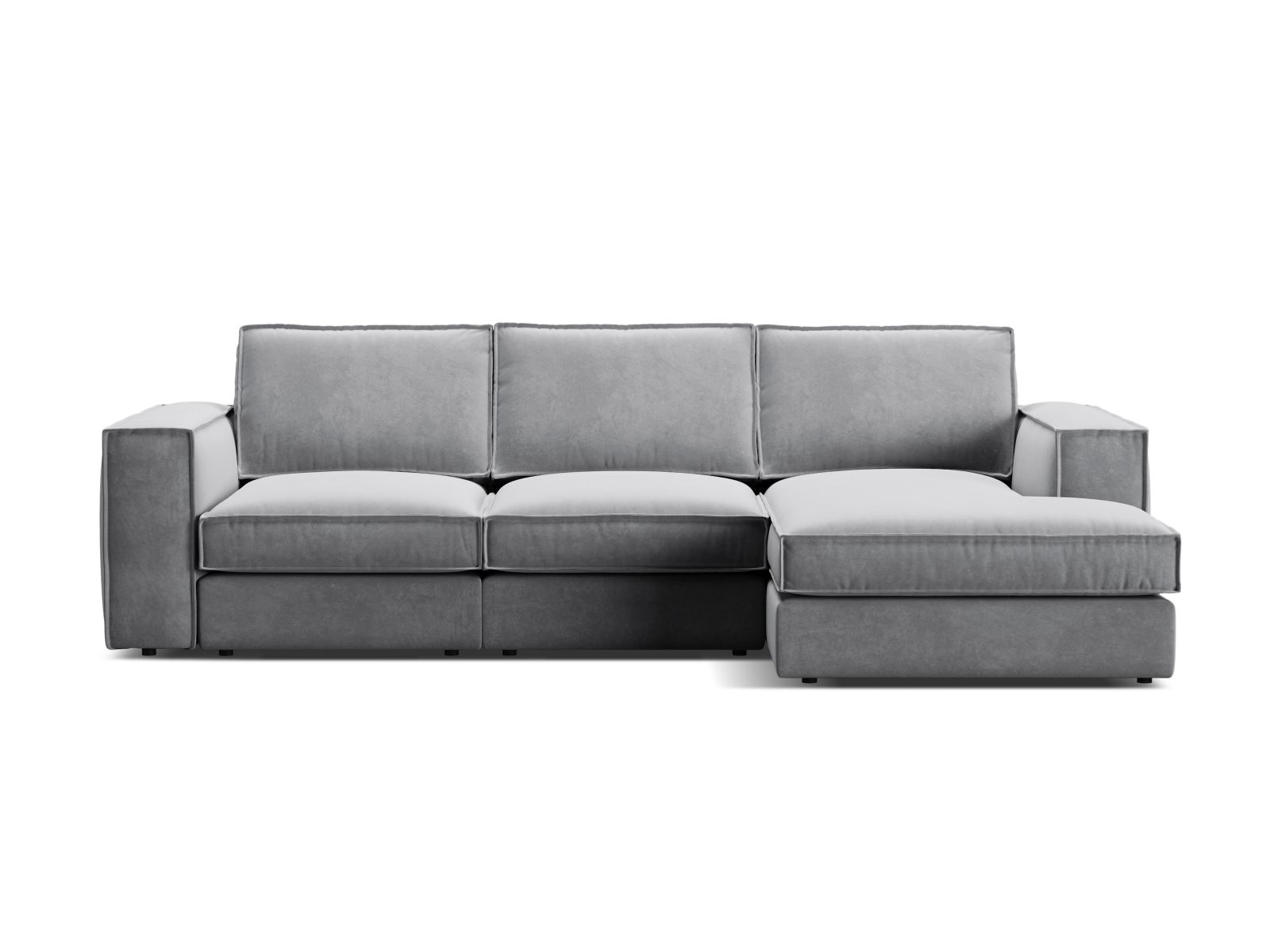 Velvet Modular Right Corner Sofa, "Pola", 3 Seats, 284x158x88