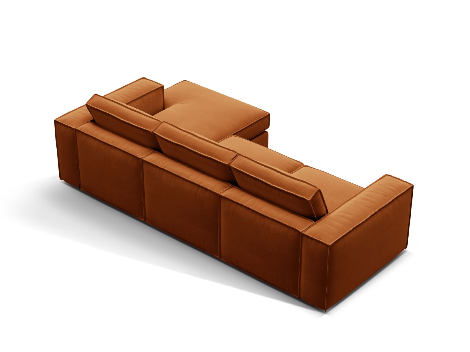 Velvet Modular Right Corner Sofa, "Pola", 3 Seats, 284x158x88