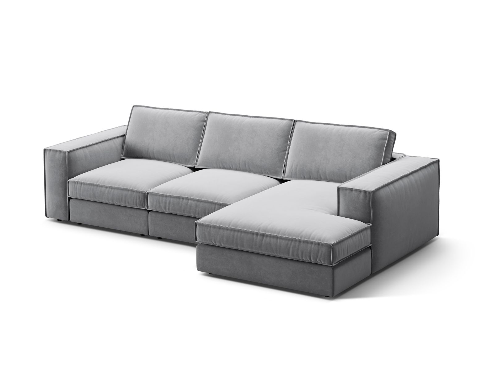 Velvet Modular Right Corner Sofa, "Pola", 3 Seats, 284x158x88