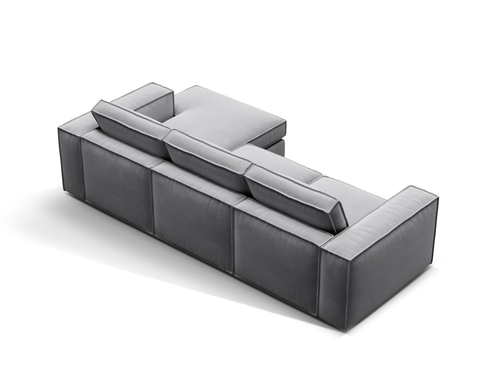 Velvet Modular Right Corner Sofa, "Pola", 3 Seats, 284x158x88