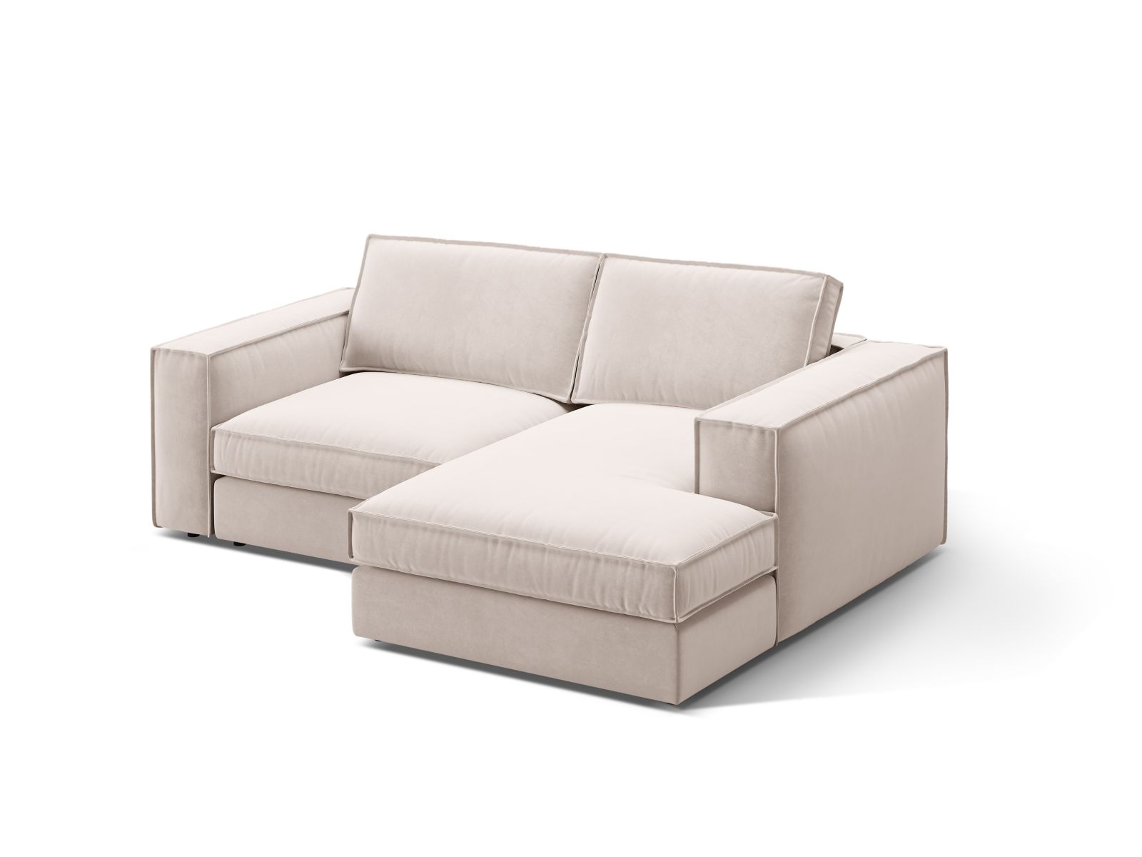 Velvet Modular Right Corner Sofa, "Pola", 2 Seats, 226x158x88