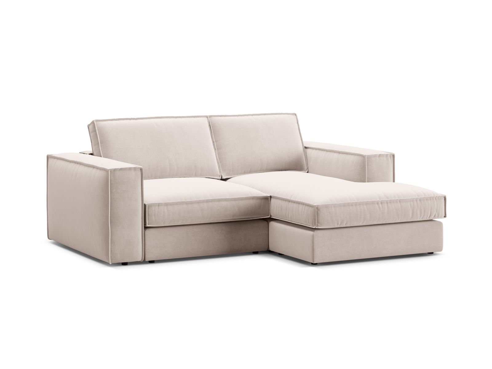 Velvet Modular Right Corner Sofa, "Pola", 2 Seats, 226x158x88