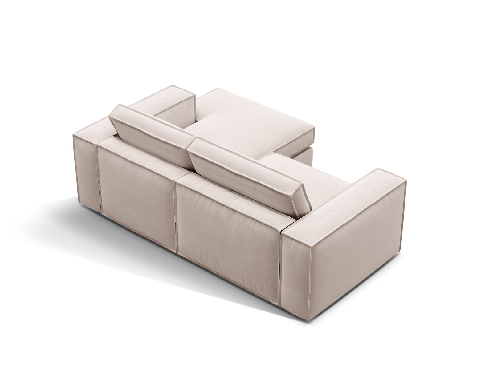 Velvet Modular Right Corner Sofa, "Pola", 2 Seats, 226x158x88