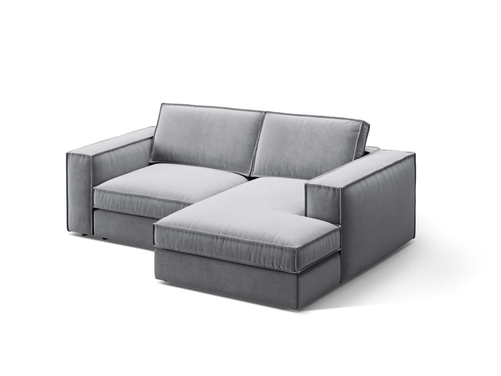 Velvet Modular Right Corner Sofa, "Pola", 2 Seats, 226x158x88
