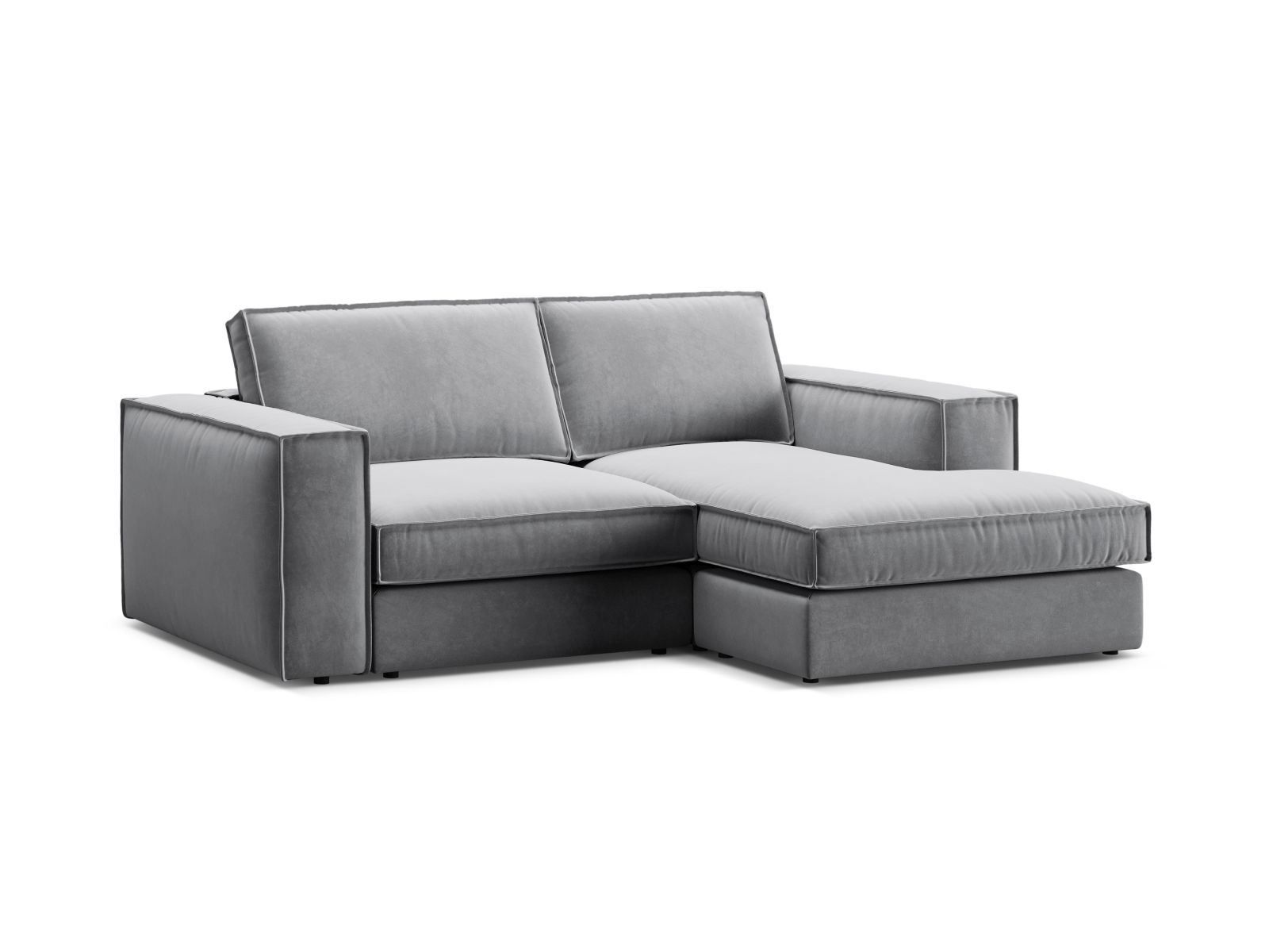 Velvet Modular Right Corner Sofa, "Pola", 2 Seats, 226x158x88