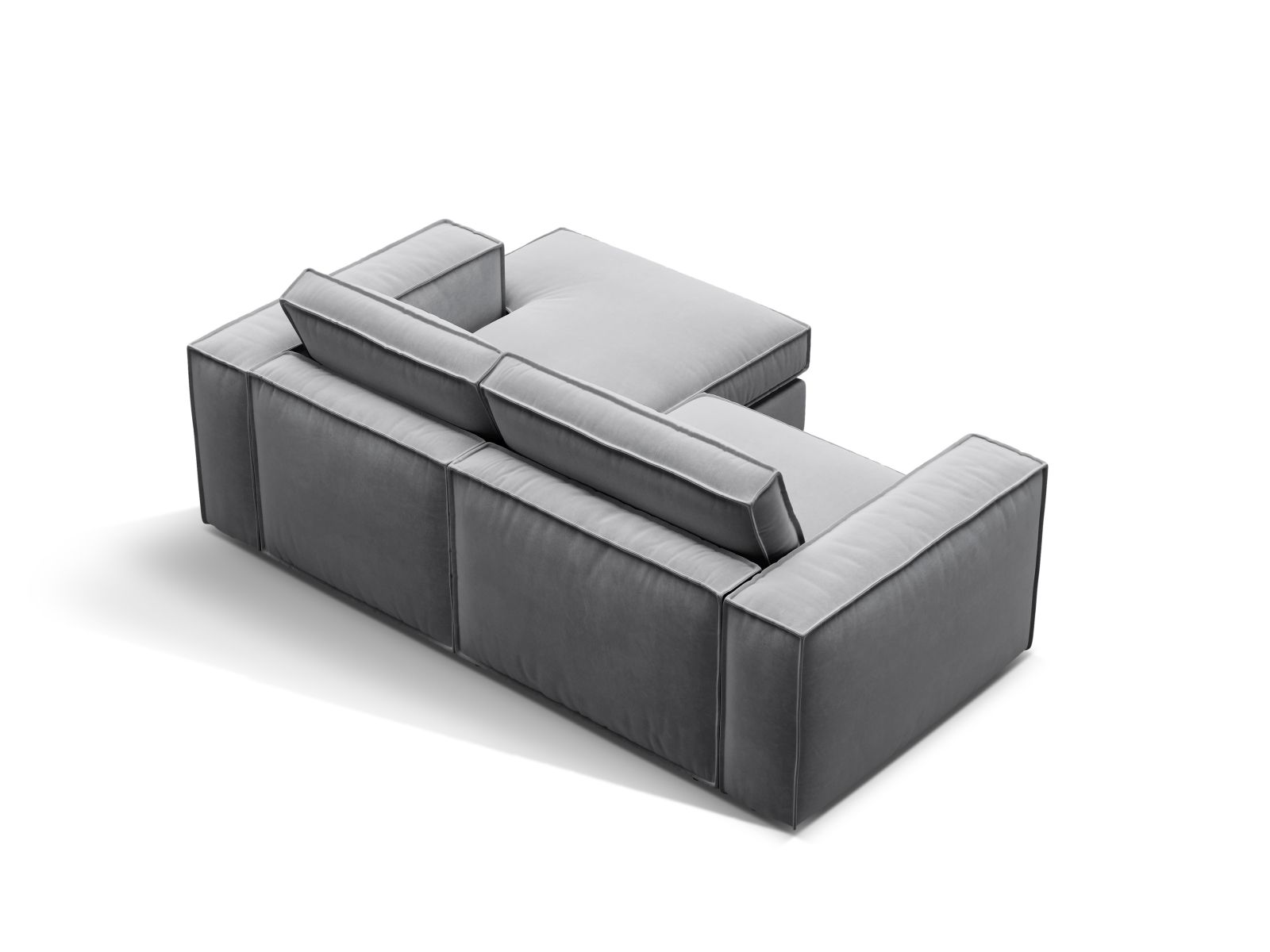 Velvet Modular Right Corner Sofa, "Pola", 2 Seats, 226x158x88