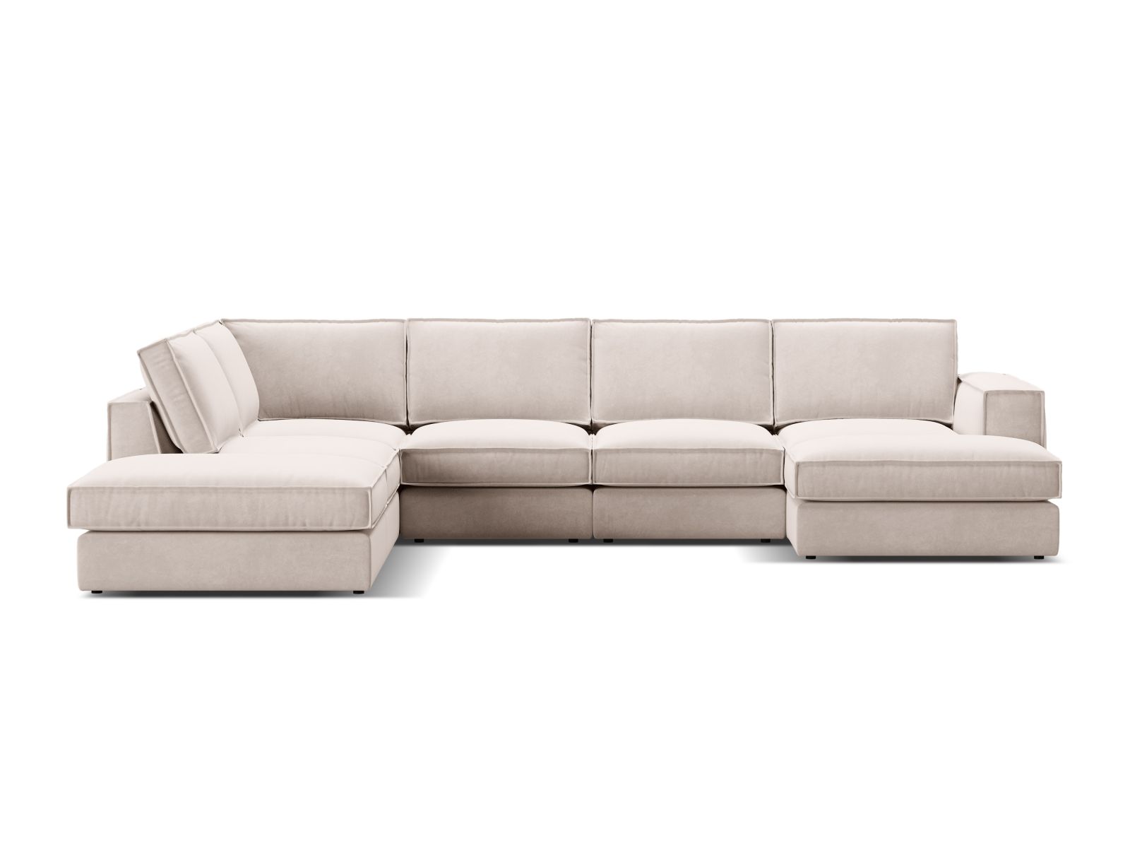 Velvet Modular Panoramic Left Corner Sofa, "Pola", 5 Seats, 362x259x88
