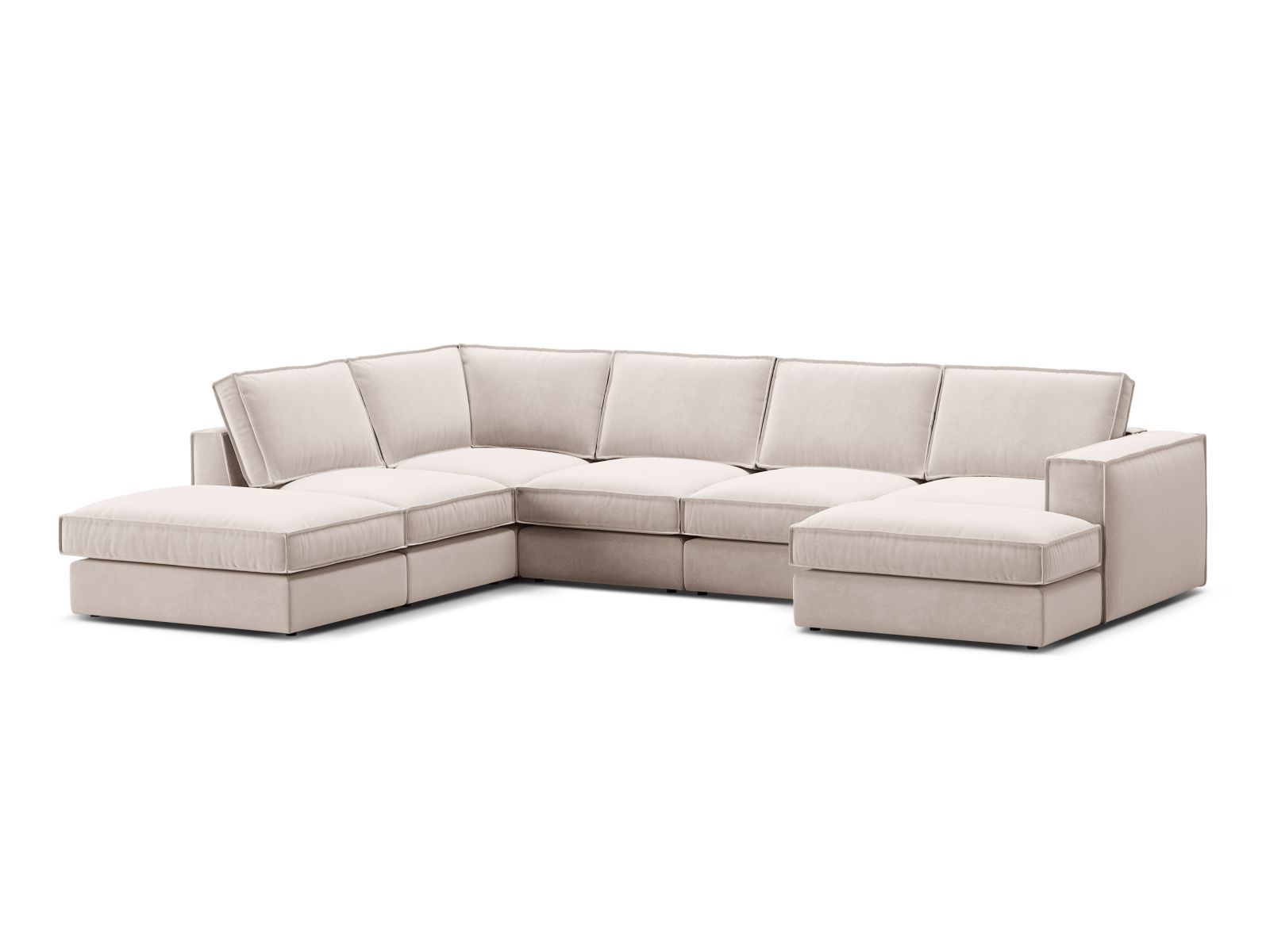 Velvet Modular Panoramic Left Corner Sofa, "Pola", 5 Seats, 362x259x88