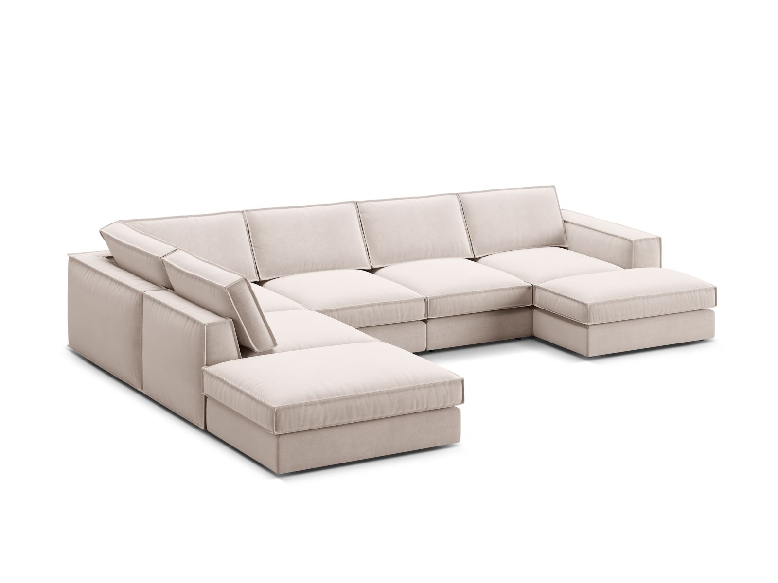 Velvet Modular Panoramic Left Corner Sofa, "Pola", 5 Seats, 362x259x88