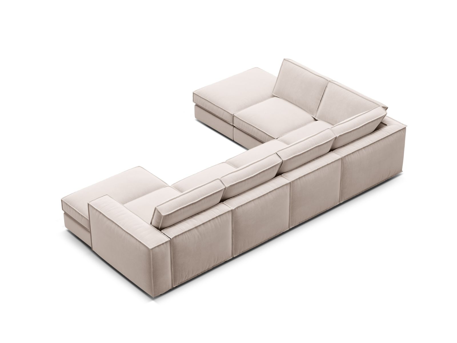 Velvet Modular Panoramic Left Corner Sofa, "Pola", 5 Seats, 362x259x88