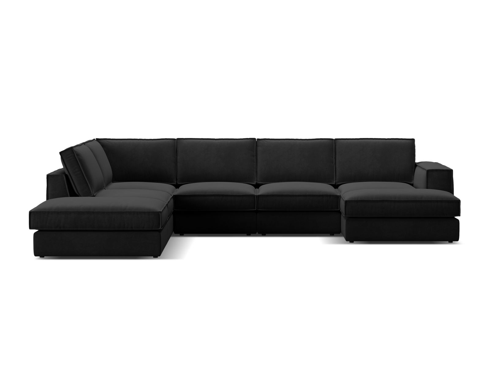 Velvet Modular Panoramic Left Corner Sofa, "Pola", 5 Seats, 362x259x88