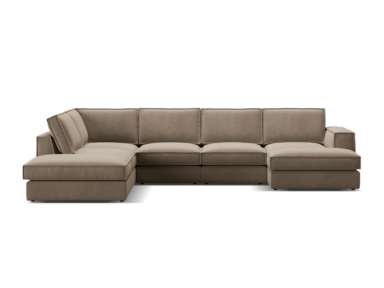 Velvet Modular Panoramic Left Corner Sofa, "Pola", 5 Seats, 362x259x88