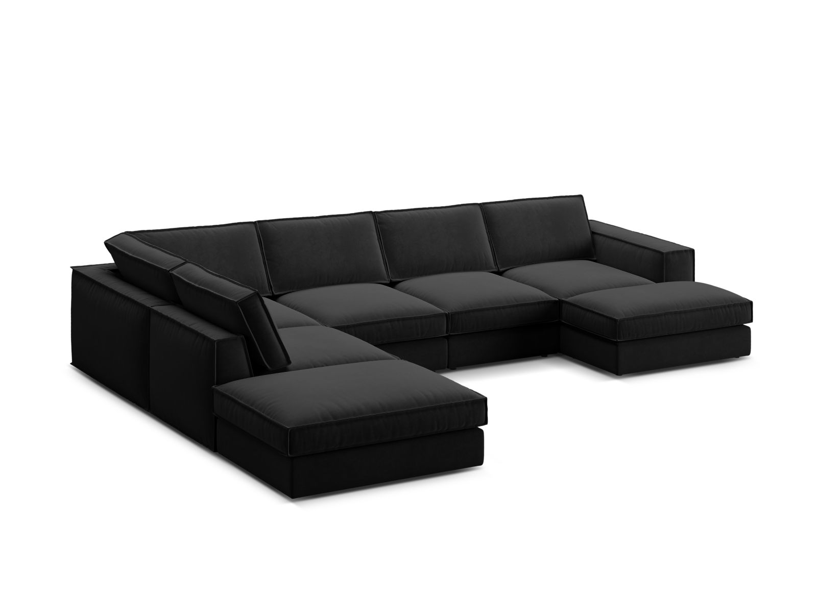 Velvet Modular Panoramic Left Corner Sofa, "Pola", 5 Seats, 362x259x88