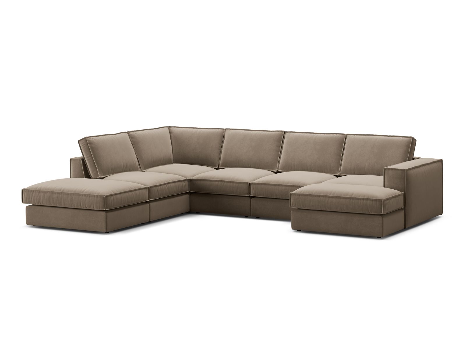 Velvet Modular Panoramic Left Corner Sofa, "Pola", 5 Seats, 362x259x88