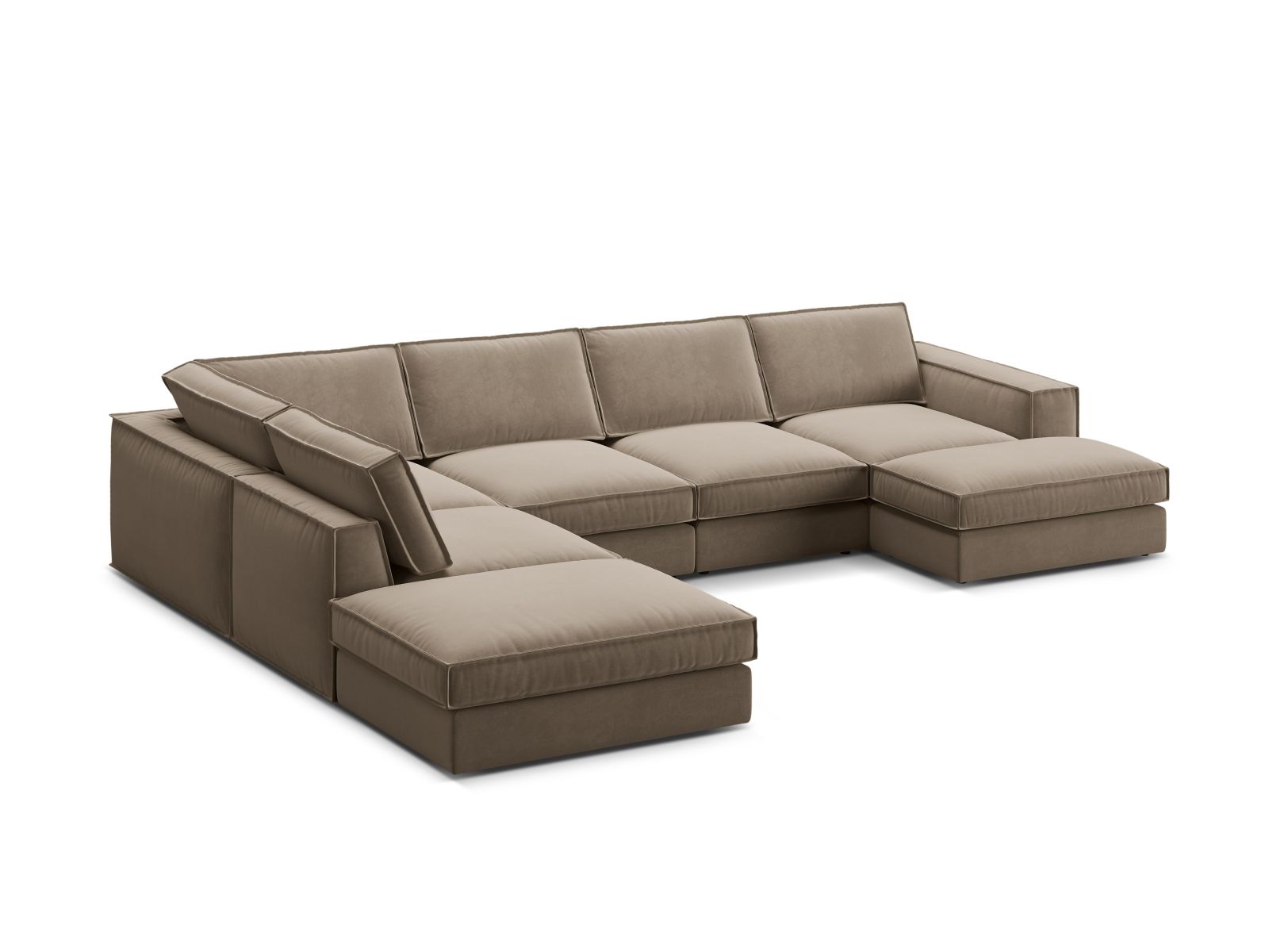 Velvet Modular Panoramic Left Corner Sofa, "Pola", 5 Seats, 362x259x88
