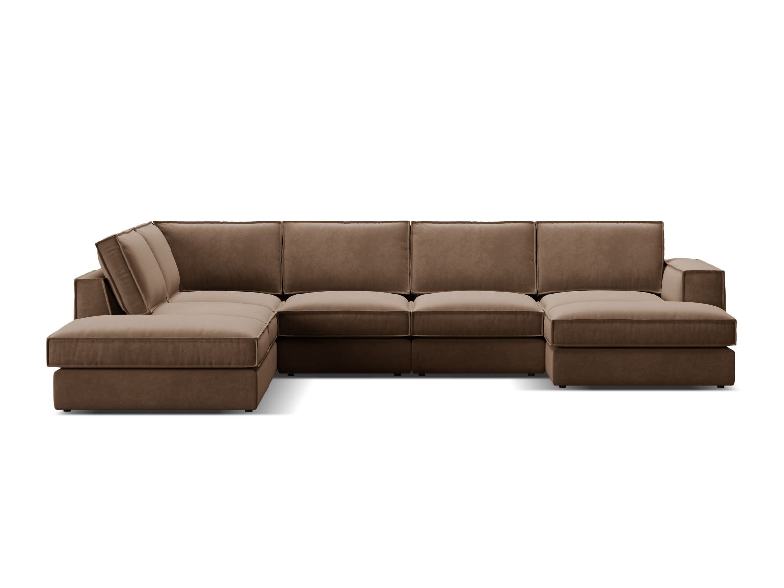Velvet Modular Panoramic Left Corner Sofa, "Pola", 5 Seats, 362x259x88