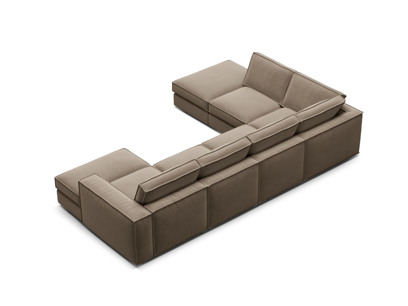 Velvet Modular Panoramic Left Corner Sofa, "Pola", 5 Seats, 362x259x88