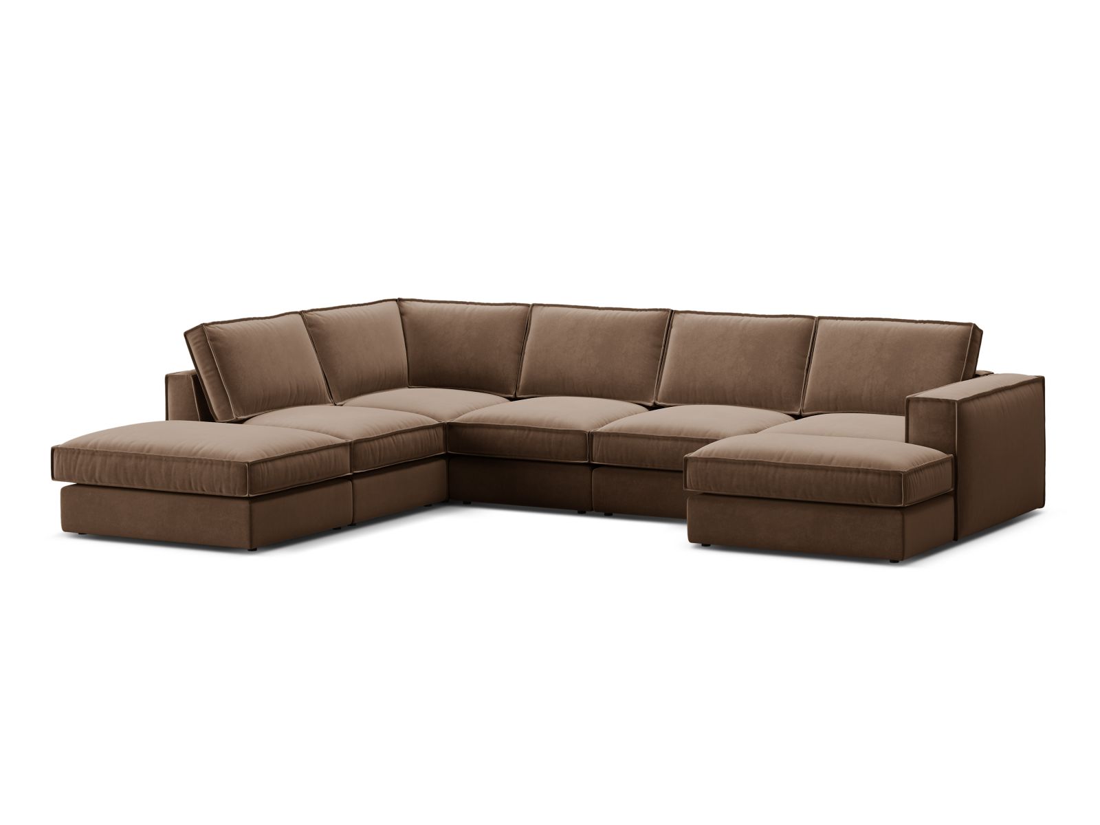 Velvet Modular Panoramic Left Corner Sofa, "Pola", 5 Seats, 362x259x88