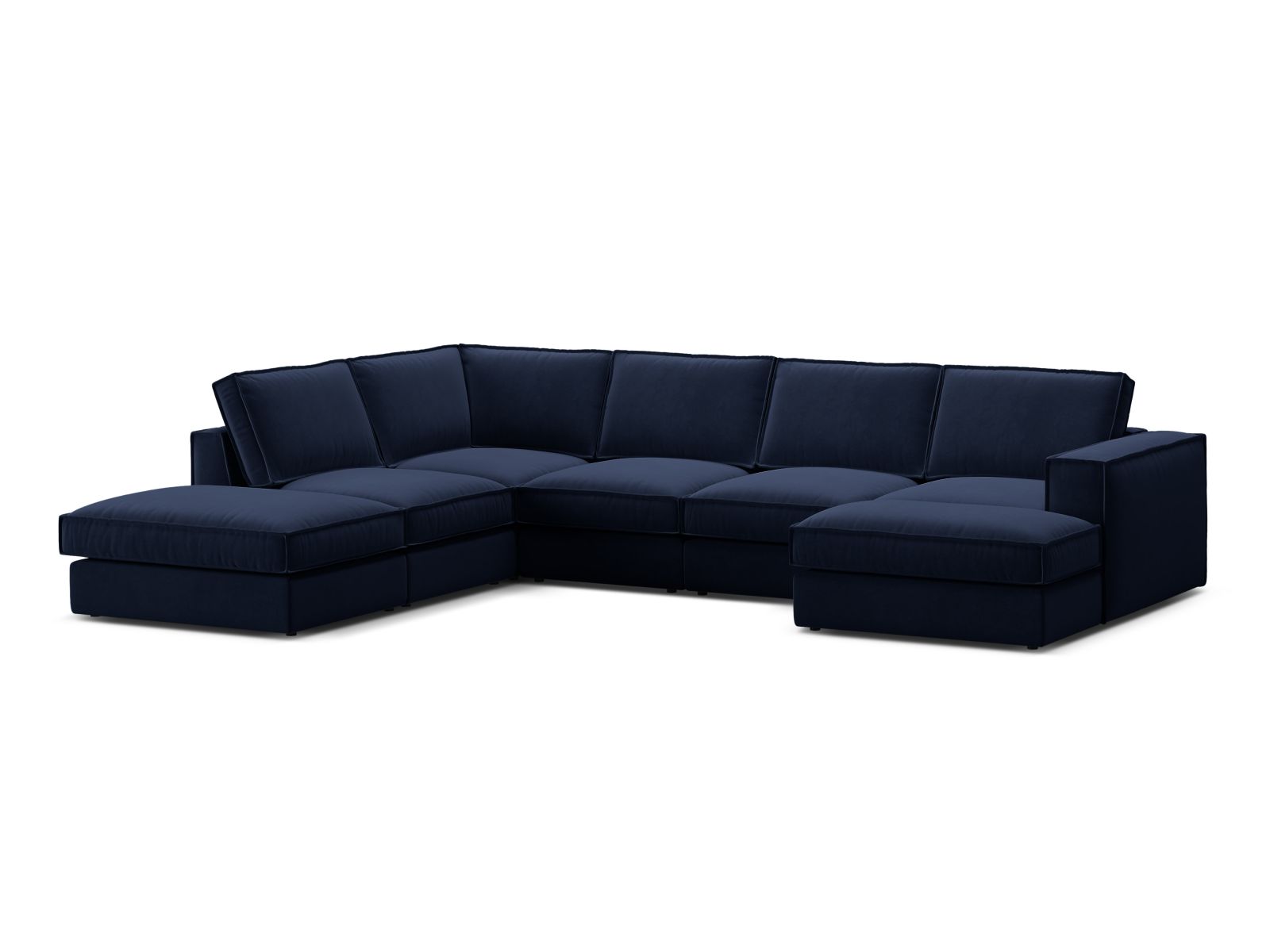 Velvet Modular Panoramic Left Corner Sofa, "Pola", 5 Seats, 362x259x88