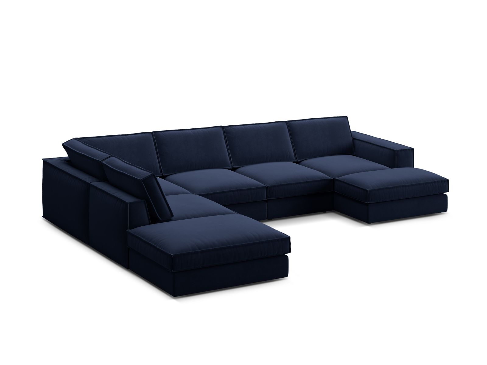 Velvet Modular Panoramic Left Corner Sofa, "Pola", 5 Seats, 362x259x88
